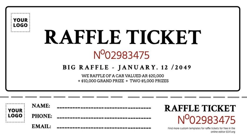 Free raffle tickets template to print in paper