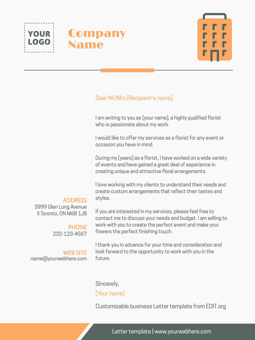 Printable formal business letter example