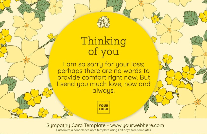 Editable sorry for your loss card template