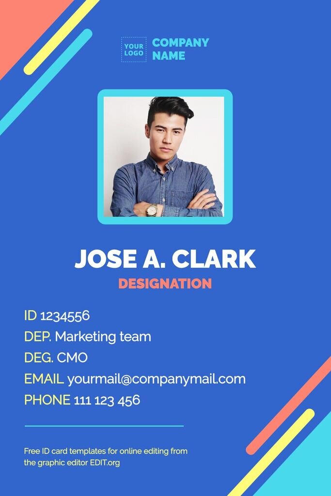 Cool free ID card template to edit online and personalize
