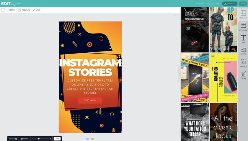 Online editor for Instagram Story designs