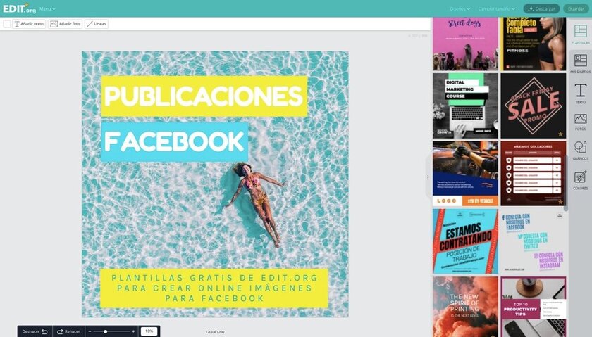 Editor de imágenes de Facebook personalizadas