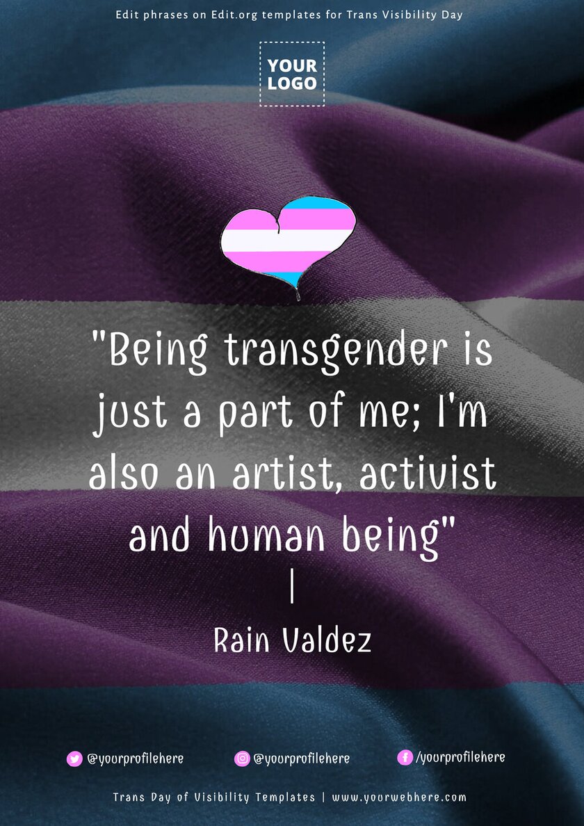 Editable Trans Visibility Day posters with quotes to print