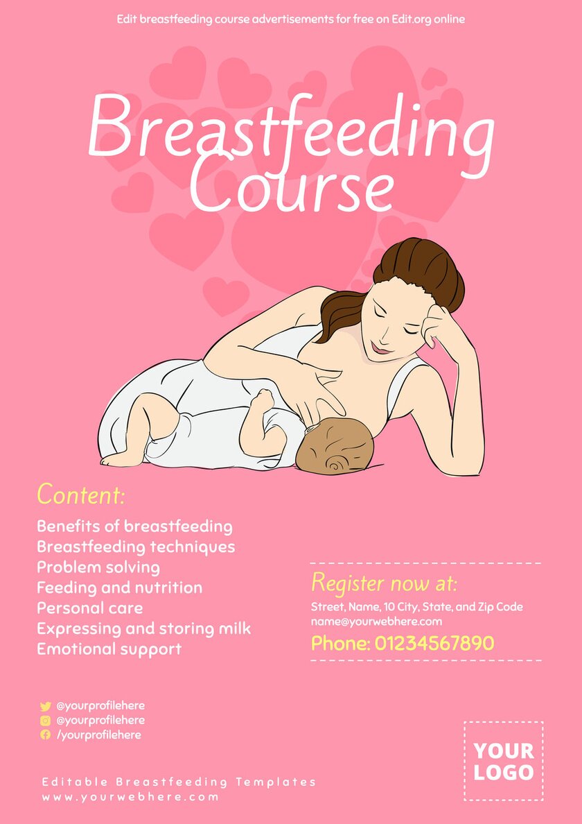 Editable flyer for breastfeeding classes and courses to edit online
