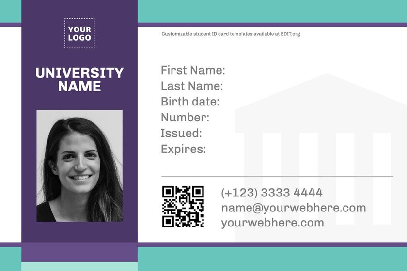 Editable university id card design