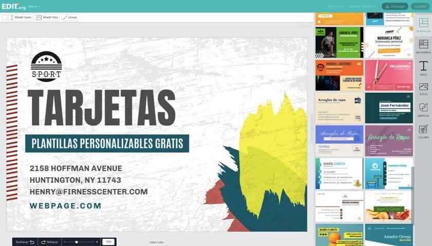 Plantillas editables online de tarjetas visita