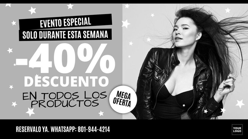 Plantilla descuento tienda de moda para publicidad en pantalla tv