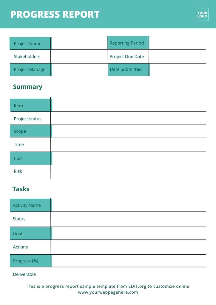 Free project report template to customize and print