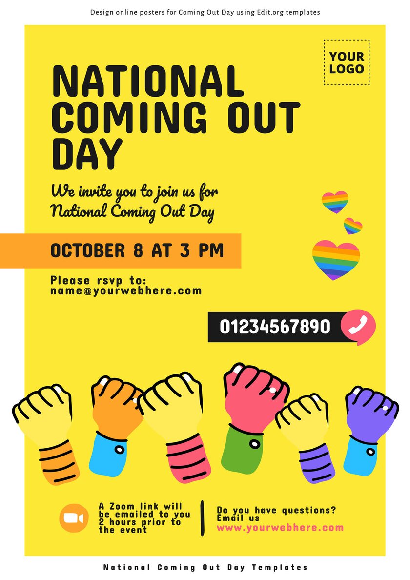 Free editable World Coming Out Day flyer for an event