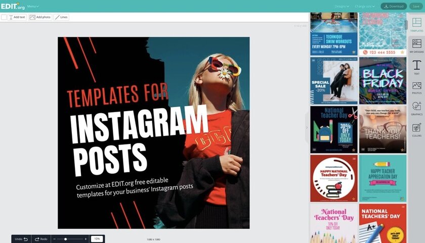 Customizable images for Instagram posts