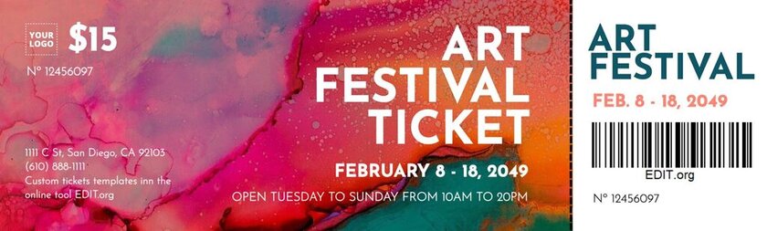 Free ticket template for art and craft events