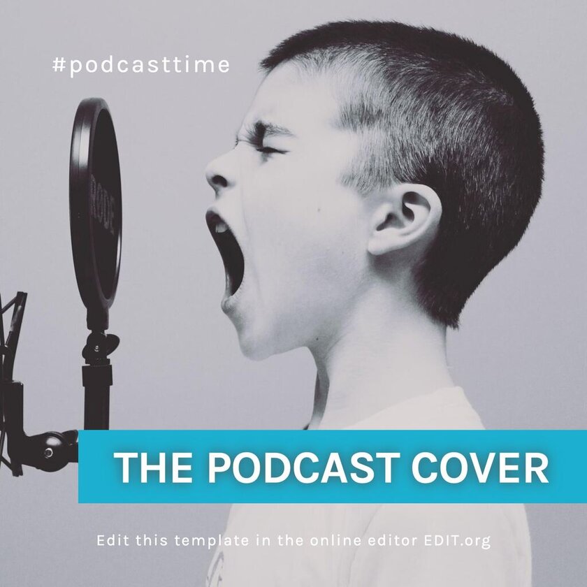 Podcast cover template with a background picture